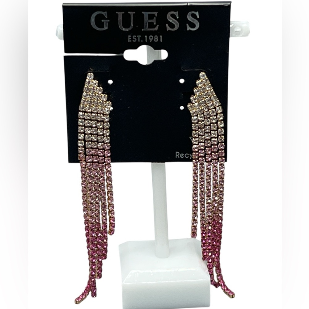 GUESS Gold and Pink Cascading Earrings